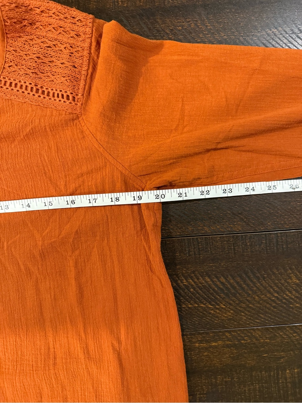 Eddie Bauer Rust Cotton Crochet Shoulder V-Neck Blouse Medium - Picture 9 of 12